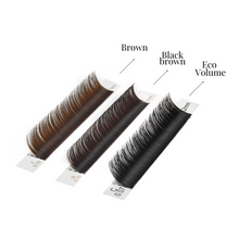 Carregar imagem no visualizador da galeria, Extensiones de pestañas Brown Line - D 0,15 MIX  Black Brown